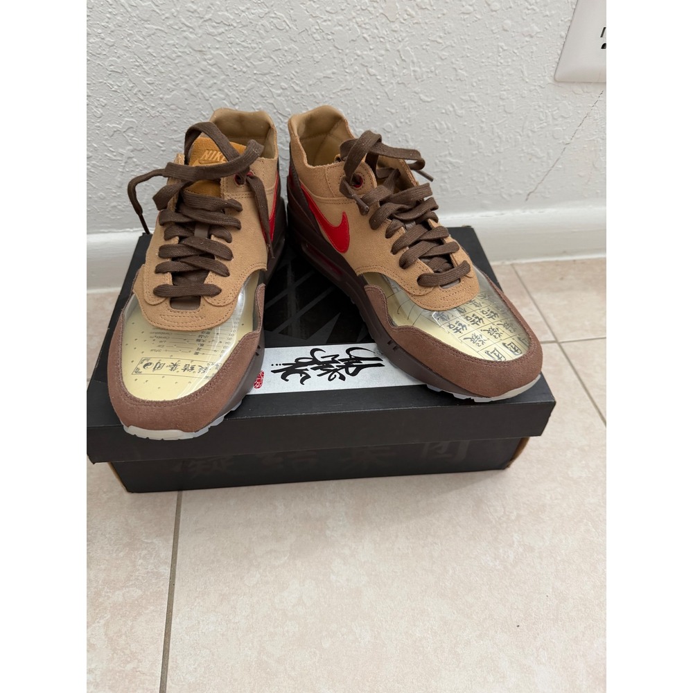Nike Air Max 1 CLOT Kiss of Death CHA Mens 10.5 Rocky Tan Sport Red DD1870-200